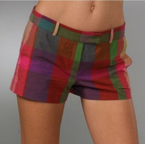 THEORY | BENNIE PLAID COTTON SHORTS, 6 - Picture 4 of 9